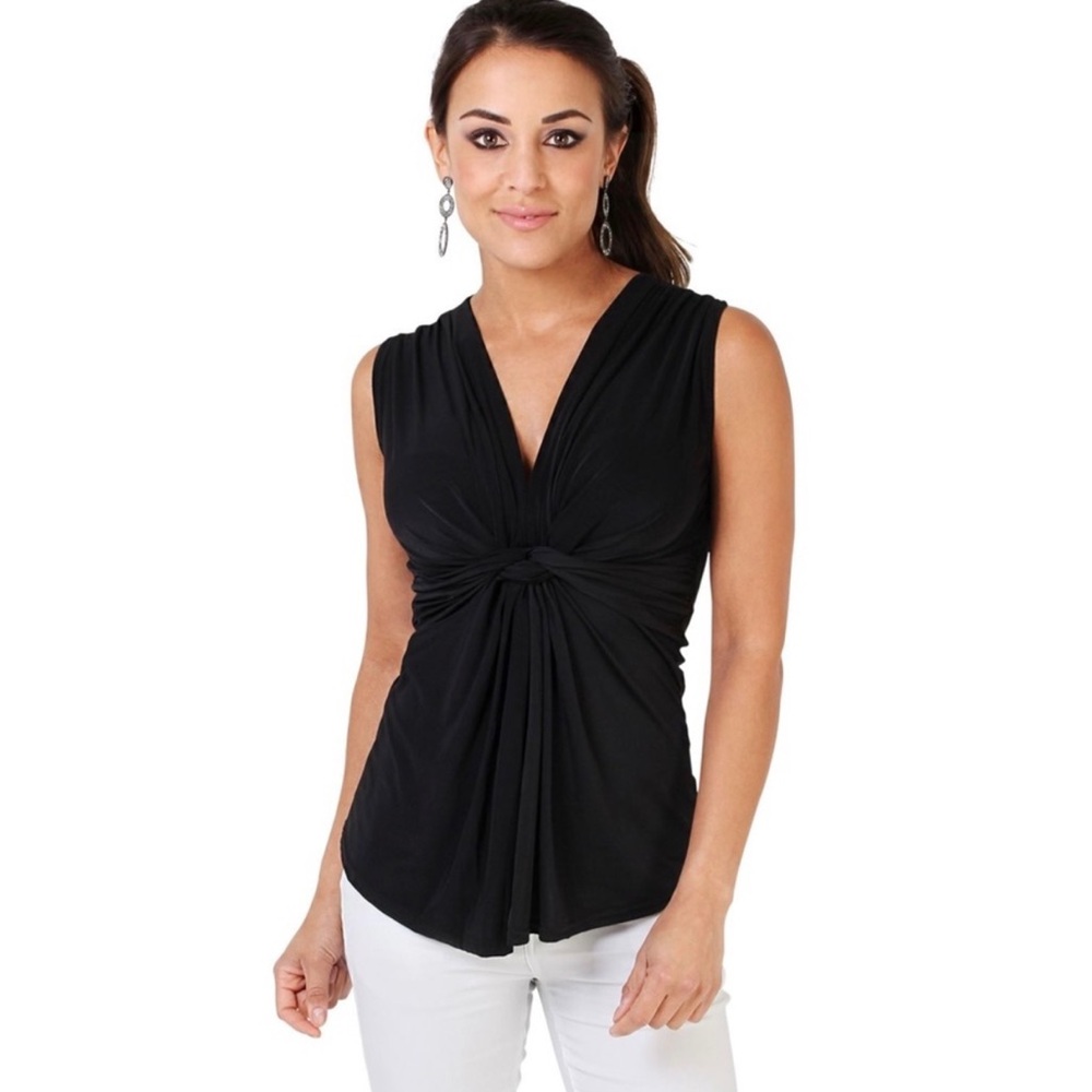 Boston Proper Black Sleeveless V-Neck Tie Back Top Size XS